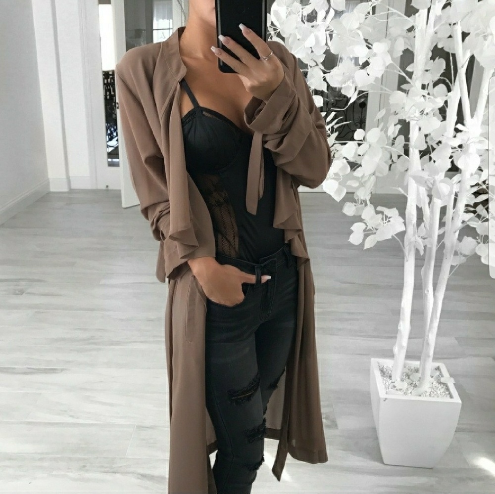 Haven Mocha Flowy Tie Trench - Picture 1 of 5